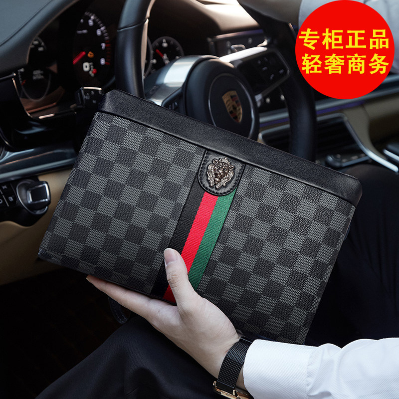 Men's Handbag Boomer Hand Grab Bag Business Light Lavish Real Leather Wallet Fashion Casual Large Capacity Letter Enveloping Hand Grab Bag