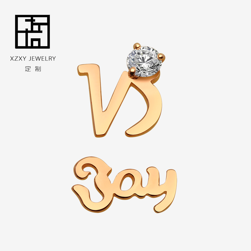 Left to right Customize 925 silver letter earnail first name ear pin male and female DIY earmarking lettering creative birthday present