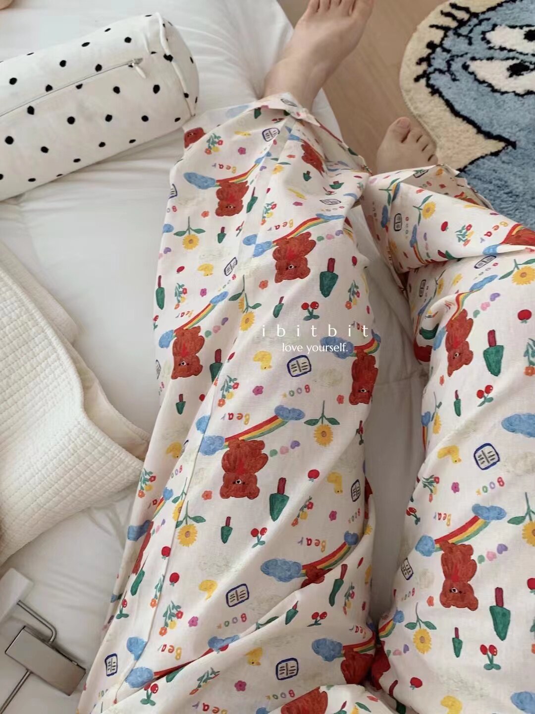 Multi-color optional spring summer Korean version cute rabbit small bear sleeping pants pure cotton cartoon animal casual home pants long pants