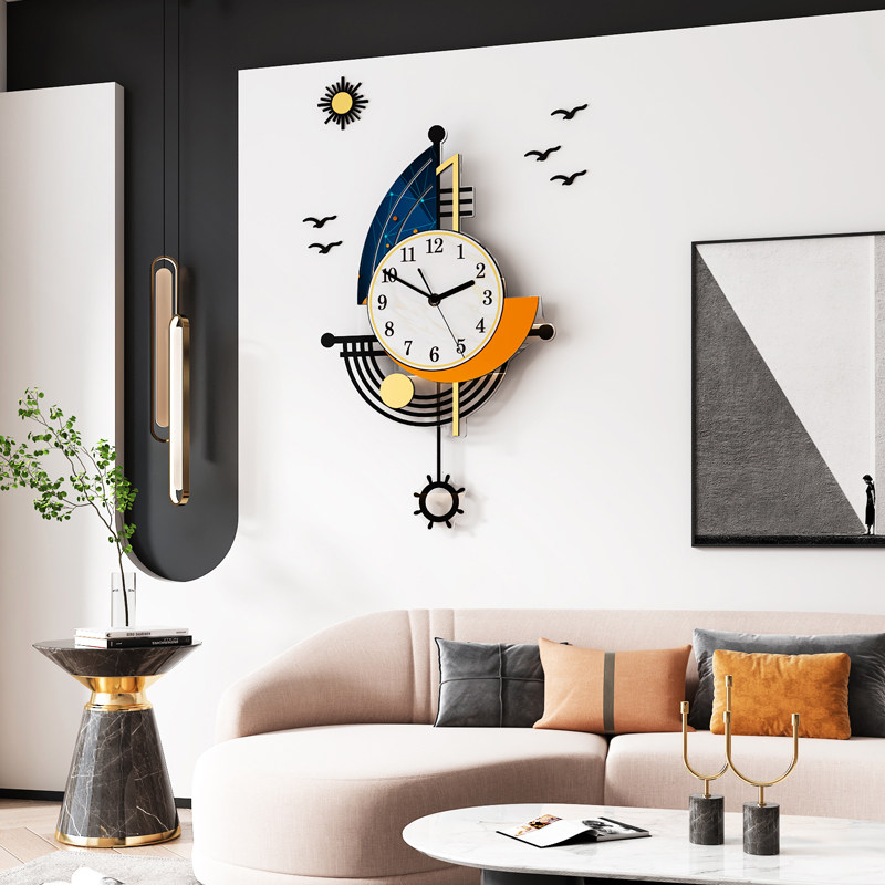 Watch and watch Home Living room Creative atmosphere Bedroom hanging bell Modern minimalist fashion cartoon Decorative Clock Hanging Wall Muted