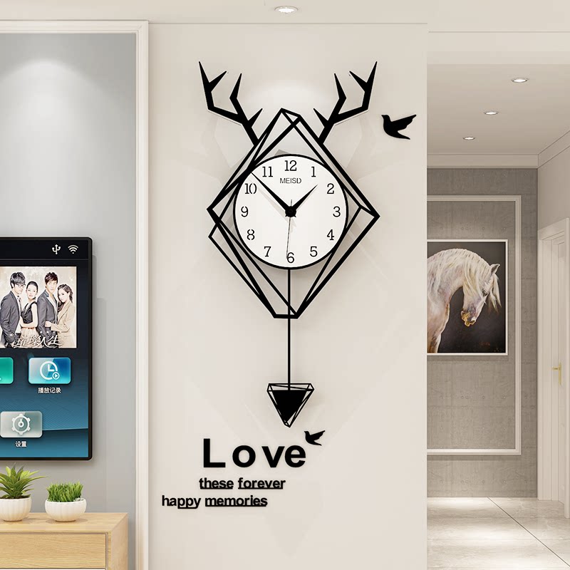 Beauty Seda Nordic Deer Antlers and watches Living room Home Fashion Creative Arts Clock Wall Modern Decorative Watch
