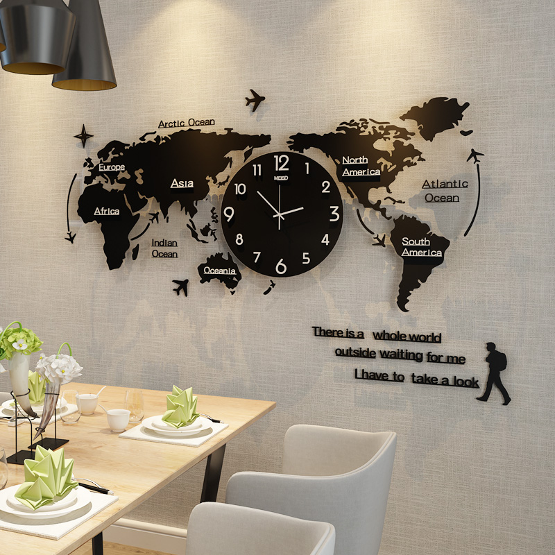 Beauty Sedau Style Watches & Clocks Hung in the Living Room Creative Net Red Map hung Table Home Fashion Table Personality Trend Clock