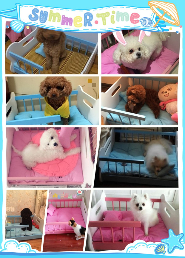 Sơn cao cấp thú cưng giường gỗ bốn mùa vật nuôi cũi Teddy chó giường mèo mèo mèo giường gỗ đầy đủ có thể giặt giường chó - Cat / Dog hàng ngày Neccessities bình nước treo chuồng chó