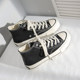 Tuopin 2024 autumn new black round-toe 1970s canvas shoes for female students in autumn versatile high-top sneakers