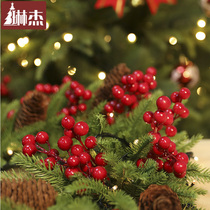 Linjie simulation Christmas berry red fruit skewer Christmas tree decoration Red cherry skewer rattan garland decoration red fruit