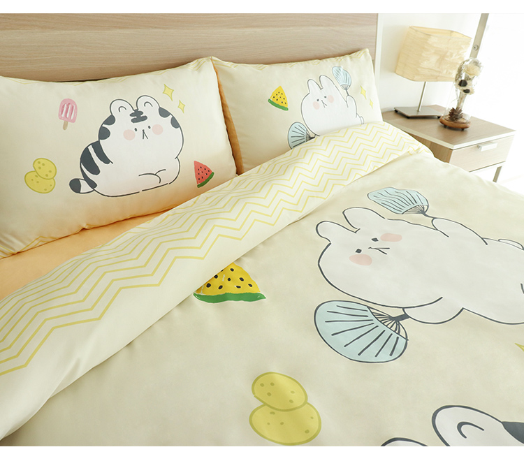 Phòng nguyên bản hoạt hình giường bông bốn mảnh cotton sinh viên đơn 1,5 m chăn ký túc xá ba mảnh - Bộ đồ giường bốn mảnh chăn ga gối đệm đẹp