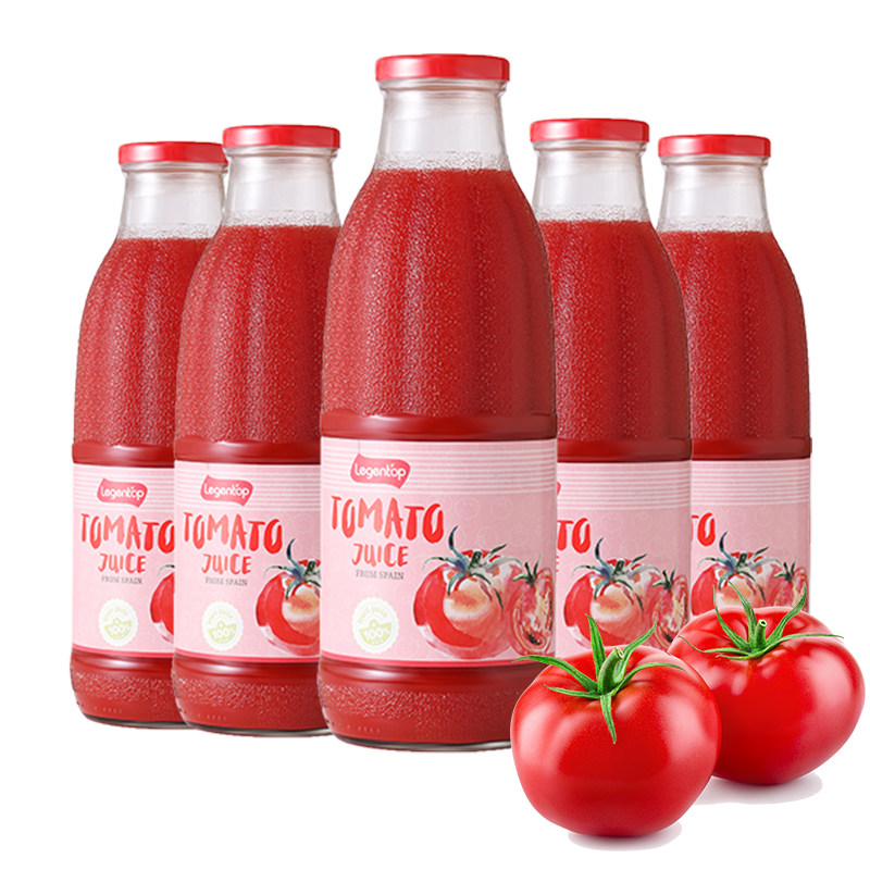 Spain imported Liangzhen Legent Tomato juice 100%pure juice Sugar-free juice Large bottle drink 1L*6 whole box