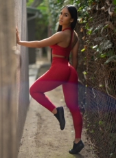 Штаны для фитнеса 代购 bombshell 女高腰系带臀部褶皱紧身健身裤