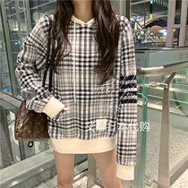 Aina Ridai Thom Browne20 Bird Plaid Hood TB Sweater Men and Women Same Hoodie