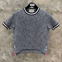 Aina Ridai Thom Brown 20 spring and summer college style woven frame knitted short sleeve T-shirt top shorts