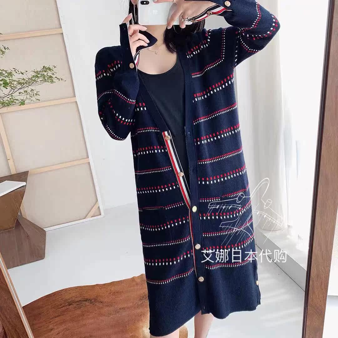 Aina Riyo Thom Browne 20 TB Color Striped Loose Mid-Length Knit Cardigan Jacket - Taobao