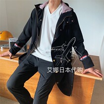 Aina Ridai Thom Browne 20 winter TB striped webbing armband mid-length hooded trench coat