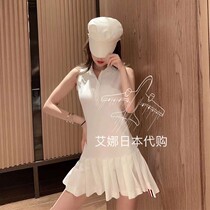 Aina Japanese generation Thom Browne 20 summer TB sleeveless polo collar slim pleated dress preppy women