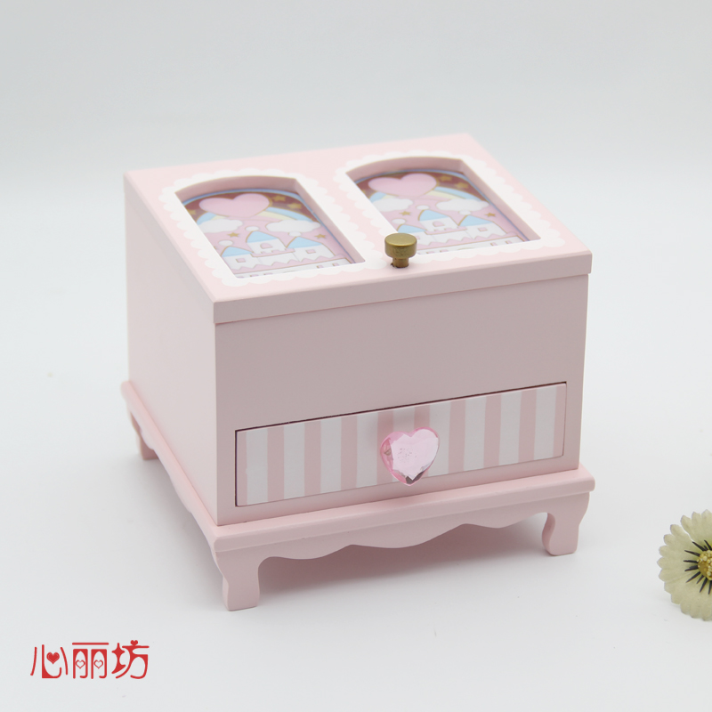Children's hair accessories storage box Girl heart pink Princess European baby dressing box Small exquisite girl jewelry box
