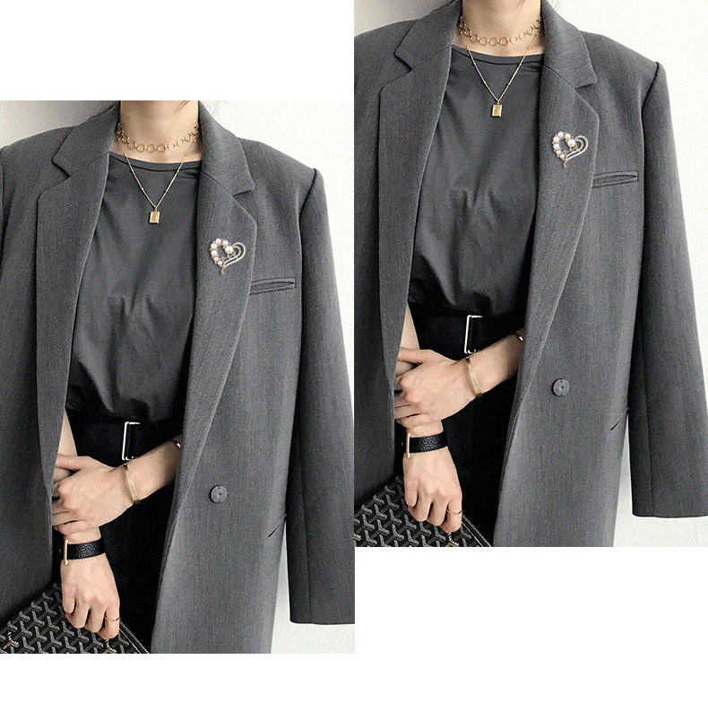 Thời trang ngọc trai nhân tạo rhinestone tình yêu trâm cài phụ nữ hoang dã đơn giản áo khoác trâm cài pin với phụ kiện - Trâm cài ghim băng cài áo