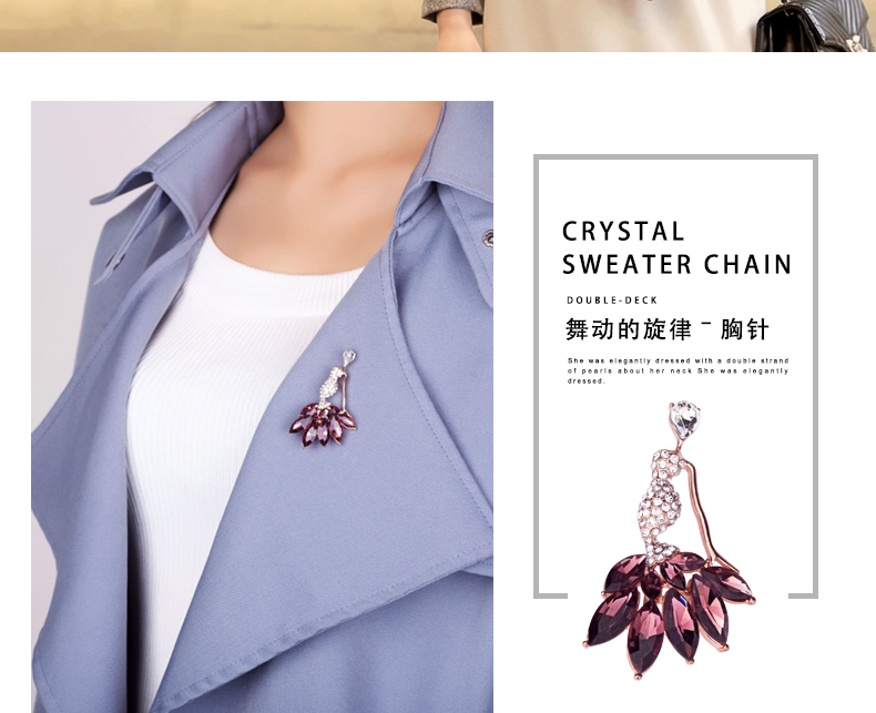 Fu Yuanshun Nhật Bản và Hàn Quốc khí chất nhân tạo đơn giản váy pha lê cô gái trâm cài nữ - Trâm cài huy hiệu