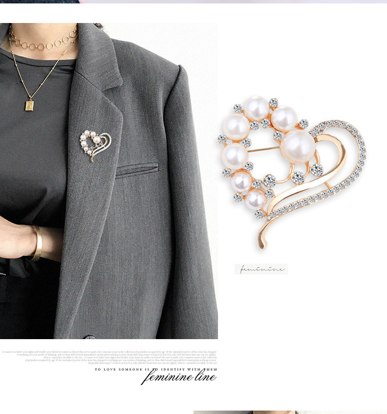 Thời trang ngọc trai nhân tạo rhinestone tình yêu trâm cài phụ nữ hoang dã đơn giản áo khoác trâm cài pin với phụ kiện - Trâm cài ghim băng cài áo