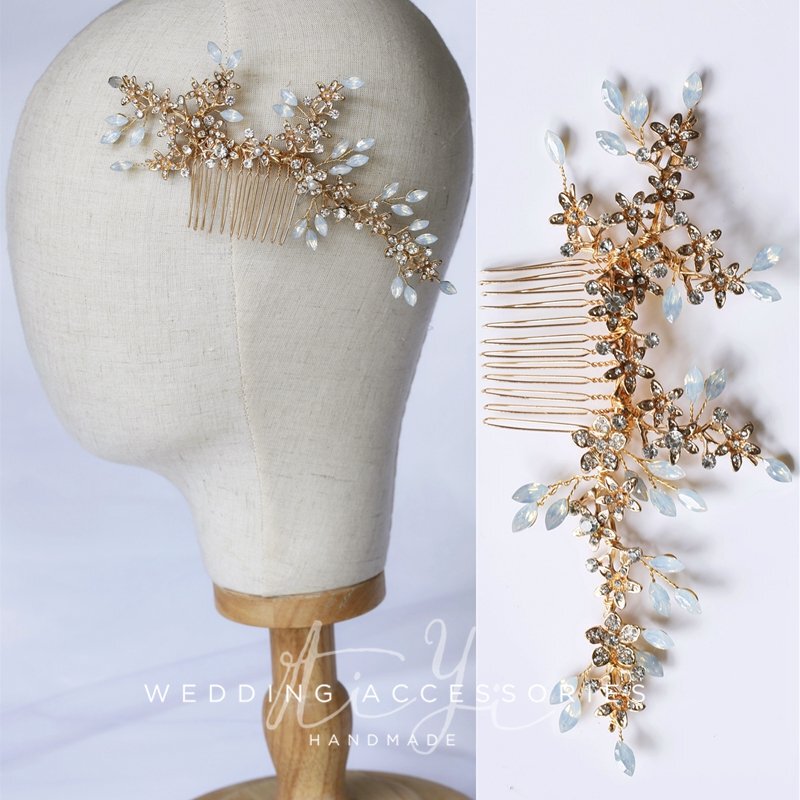 Bridal Headdress European Style Exquisite High-Quality Intricate Vine Rhinestone Opal Hairpin Hair Comb Wedding Dress Hair Accessories for Women Bridal Headdress European Style Exquisite High-Quality Intricate Vine Rhinestone Opal Hairpin Hair Comb Wedding Dress Hair Accessories for Women