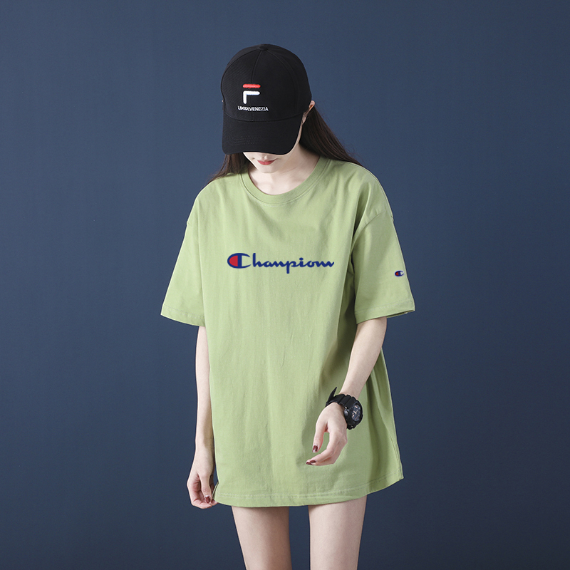 Champion Dream Avocado Green Mid-Length T-Shirt for Women, Short Sleeve, Pure Cotton, Loose Fit, Oversized, Maternity, Plus Size, Covers the Hips
