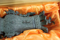 High Imitation Bronze Ware Lotus Crane Square Jug Fine Packaging Foreign Items Swing Piece Business Gift Ancient Play Miscellaneous Pieces