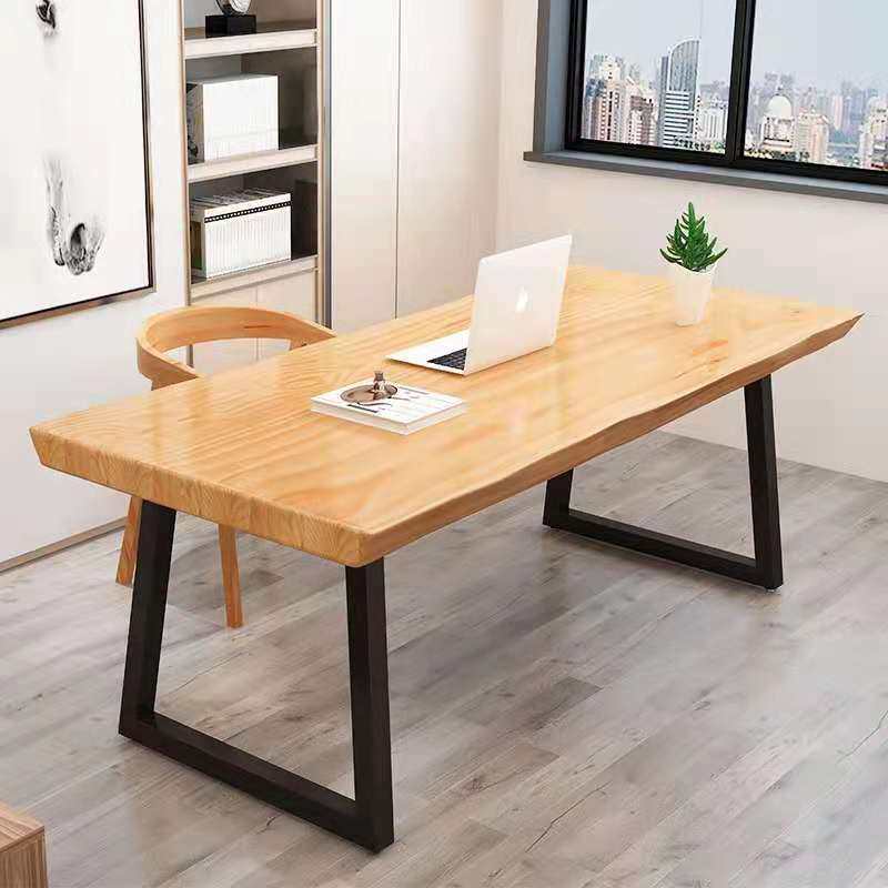 Nordic solid wood dining table and chair combination dining room cafe log tea table retro wrought iron computer table rest area table