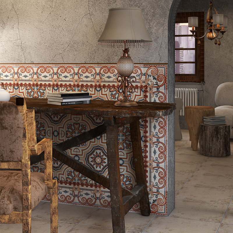 Retro brick wall and floor tile small flower brick 200 mold face kitchen powder room garden balcony tile floor tile flower piece brick