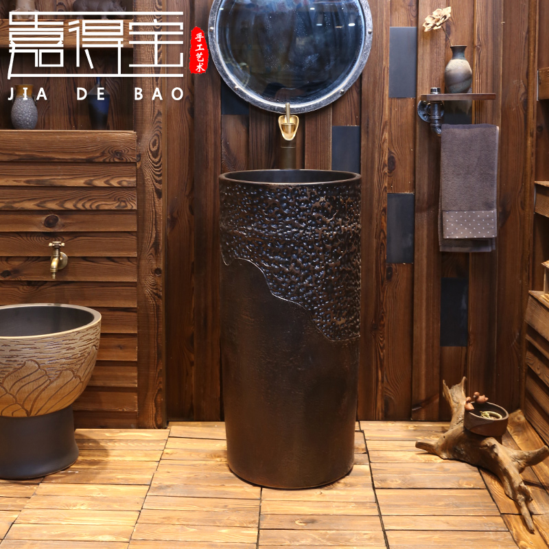 Jia Tempo washbasin ceramic art antique one-piece floor-to-ceiling column basin balcony powder room indoor washbasin