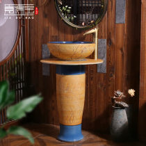 Column type washbasin European style courtyard column Basin post integrated wash basin outdoor sink