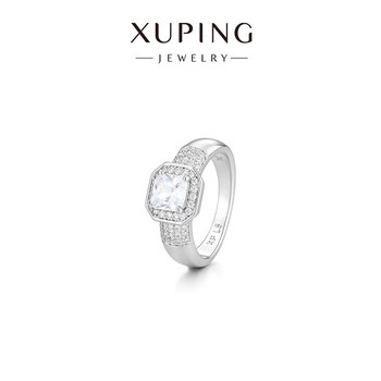 Xuping wide version with square ring for women, retro heavy industry, light luxury, high-end sense, temperament, banquet, high-end sense index finger ring