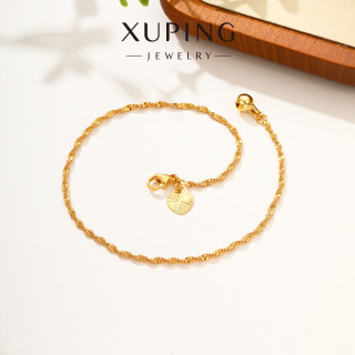 Xuping imitation gold water ripple small bell anklet women's retro light luxury beach anklet