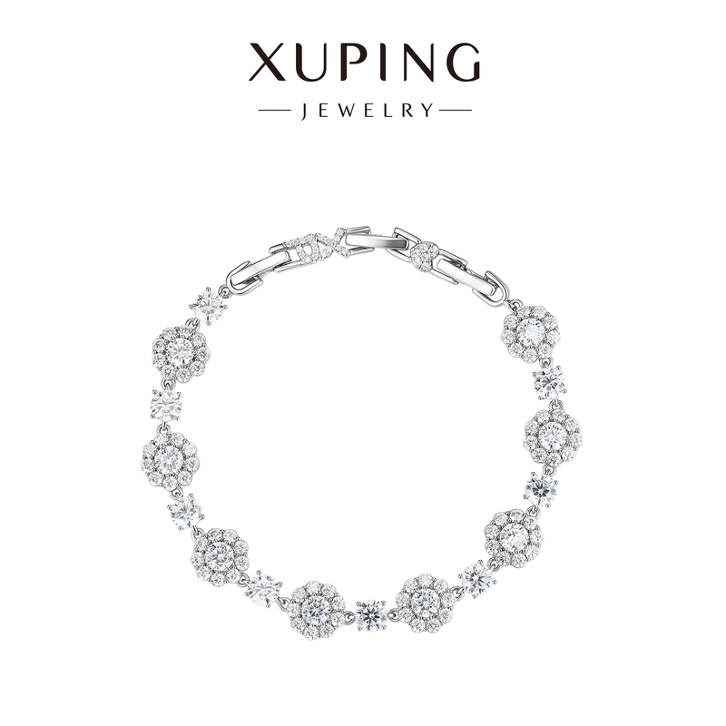 Xuping Edelweiss Banquet Brilliant Sunflower Bracelet for Women, Heavy Craftsmanship, Light Luxury, Fully Inlaid Round Shape, Interlocking, Adjustable Bracelet