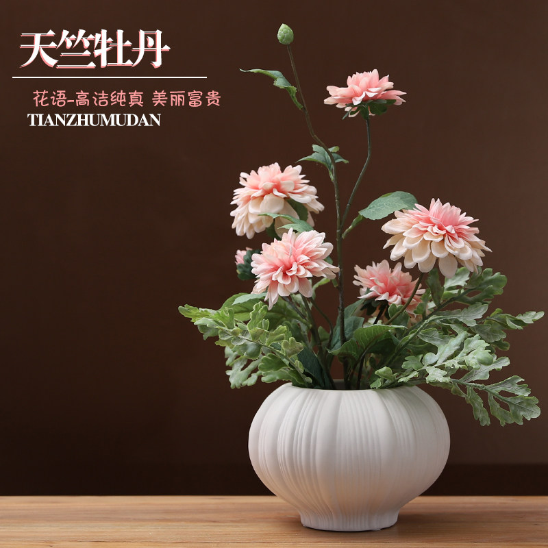 High-end European-style simulation flower set decoration modern minimalist indoor living room large pot fake flower silk flower flower arrangement