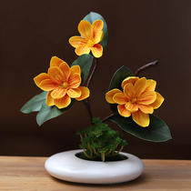 New Chinese emulated jade Orchid suit swinging pieces modern home living room TV cabinet decorated with flowers and flowers