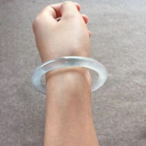 Ice seed floating flower jade bracelet Myanmar a goods positive circle ice through jade bracelet small thin round jade bracelet women