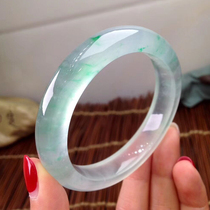 Natural ice seed floating jade bracelet a cargo round jade bracelet glass seed Myanmar circle green jade bracelet