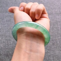 Ice floating flower jade bracelet Myanmar a goods thin round jade bracelet positive green floating green jade bracelet women