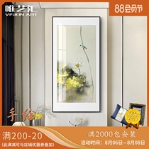 Living room sofa background wall hanging painting entrance corridor with painting Hotel soft oil painting Chinese zen lotus kingfisher picture