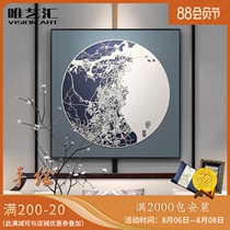 Handmade painting sandstone painting round decorative painting Living room sofa background wall hanging painting Porch hanging painting Club soft decoration