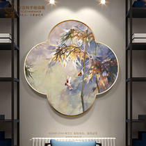 Original pure hand-painted bamboo landscape oil painting living room mural decoration painting new Chinese porch hanging painting