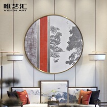 Only art original hand-painted oil painting Chinese entrance decoration painting Sofa background wall hanging painting round model room mural