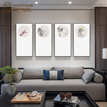 Wei Yi Hui hand-painted oil painting Hanging painting behind the sofa Living room decoration painting Four new Chinese style Chinese style plum orchid bamboo chrysanthemum