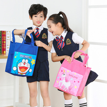 Primary school student tutoring bag Boys and girls childrens bag Canvas multi-layer tote bag Document bag tutoring bag Art bag A4