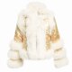 Chinese style palace lady satin fox fur coat women's short style beading heavy industry 2021 autumn and winter new style