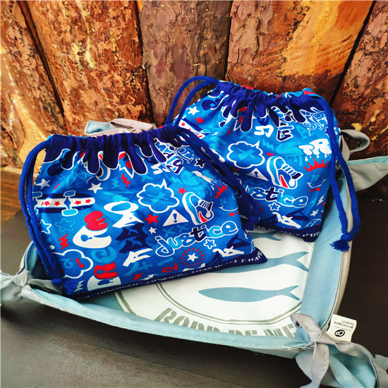 Day single cotton blue graffiti style storage bag bundle pocket size 20*20