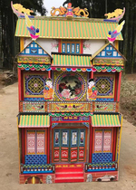 Folding bamboo frame spirit house funeral burning paper paper live paper room white thing dark house underworld folding villa paper tie manufacturers direct sales