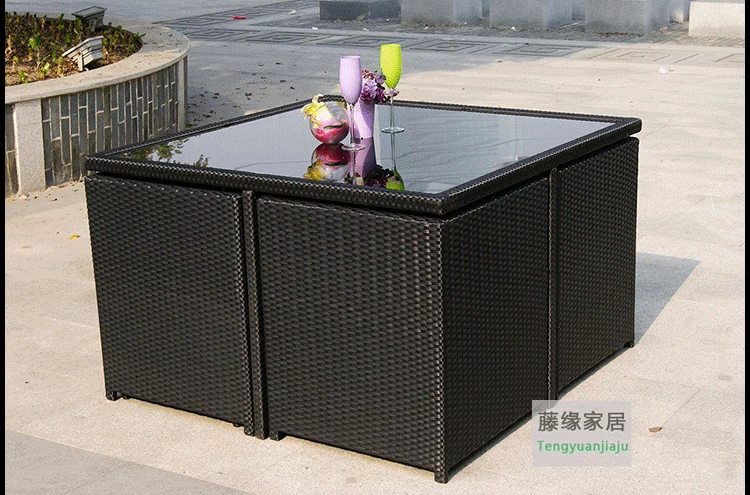 Bàn ghế ngoài trời sân vườn mây bàn ghế kết hợp bàn ghế ban công bàn cà phê giải trí wicker ghế năm mảnh bàn ăn và ghế - Bàn ghế ngoài trời / sân