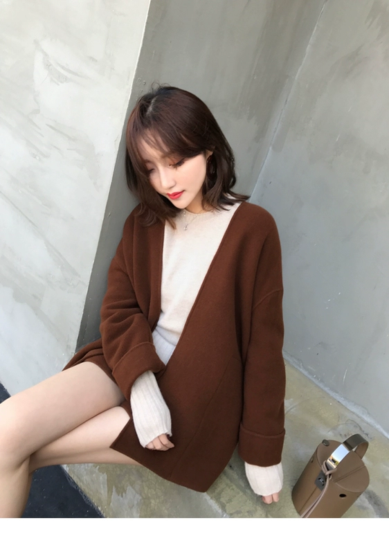 MMCO mùa thu đông 2018 áo khoác len mới cho nữ áo len hai mặt thời trang cardigan handmade áo len hai mặt - Áo Hàn Quốc