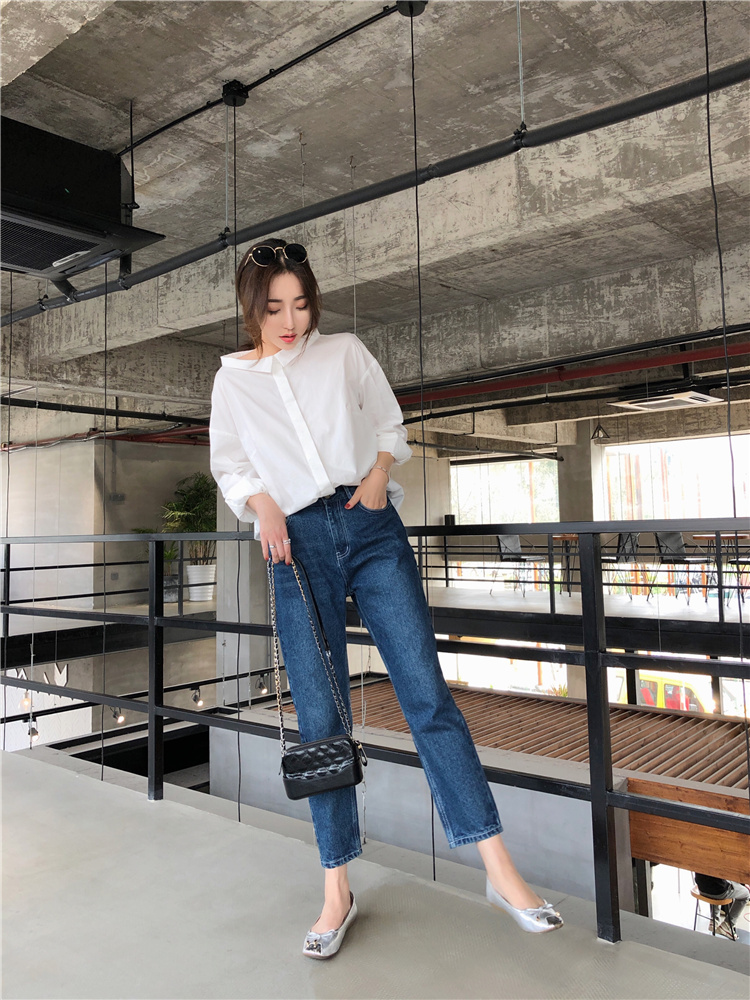 Mùa xuân 2019 mới thiết kế cổ áo sơ mi dài tay trắng rộng tay áo sơ mi nữ nhà Anna - Áo sơ mi áo sơ mi nữ dài tay cao cấp