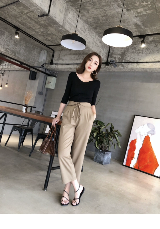 MMCO2018 mùa hè mới v-cổ tay áo cotton ba điểm áo thun ba lỗ khí chất màu rắn bên trong phụ nữ siêu lửa áo phông trắng