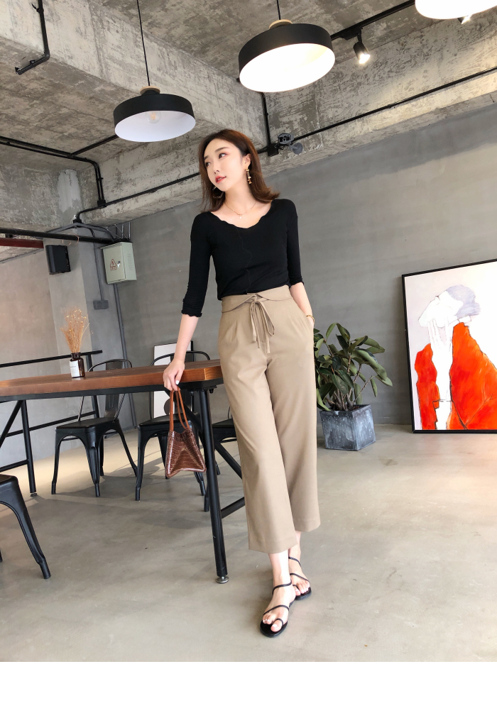 MMCO2018 mùa hè mới v-cổ tay áo cotton ba điểm áo thun ba lỗ khí chất màu rắn bên trong phụ nữ siêu lửa áo phông nữ hàng hiệu